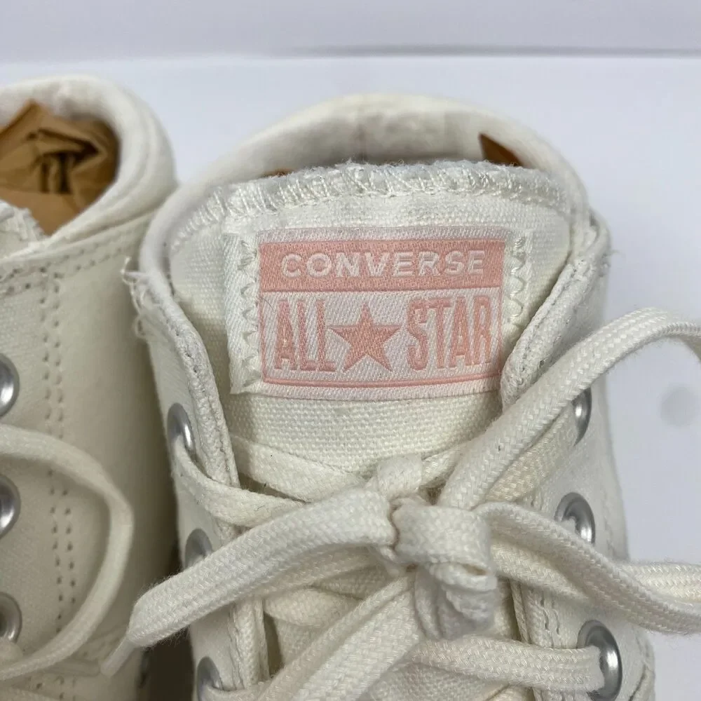 Floral Converse All Star Mid Top Shoes Woman's Size 10 White Embroidered Shoes - Picture 8 of 12